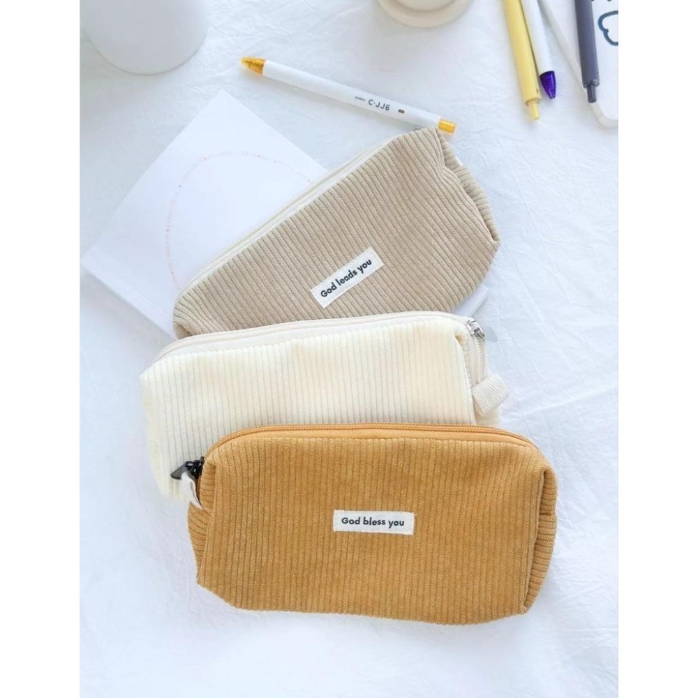 💫初心角落💫燈芯絨收納袋 筆袋 化妝包 簡約祝福文字 #光鹽生活館 #福音商品 #幸福小組-細節圖2