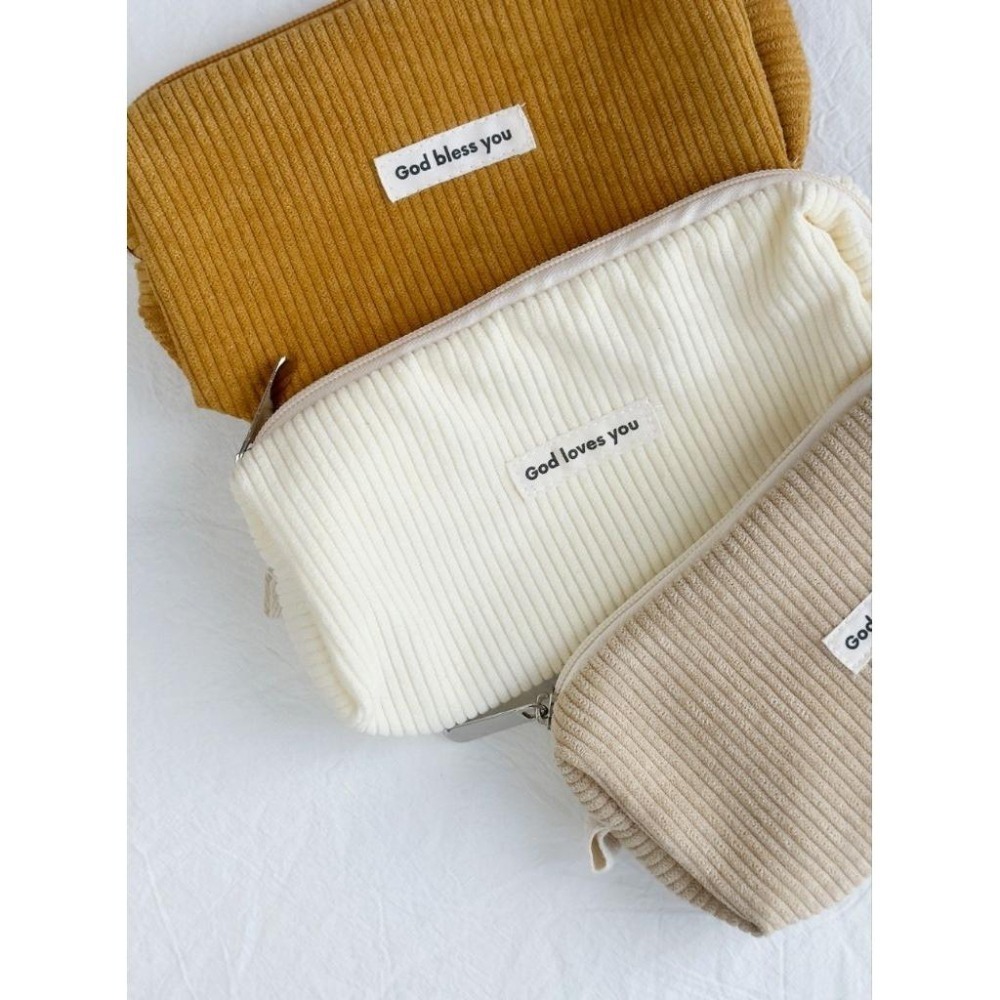 💫初心角落💫燈芯絨收納袋 筆袋 化妝包 簡約祝福文字 #光鹽生活館 #福音商品 #幸福小組-細節圖3