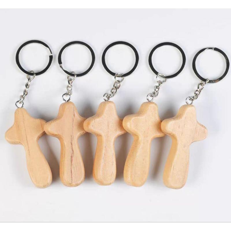 💫初心角落💫松木製作 十字架鑰匙圈 掛飾 手持 基督教 福音商品 幸福小組 受洗禮物-細節圖3