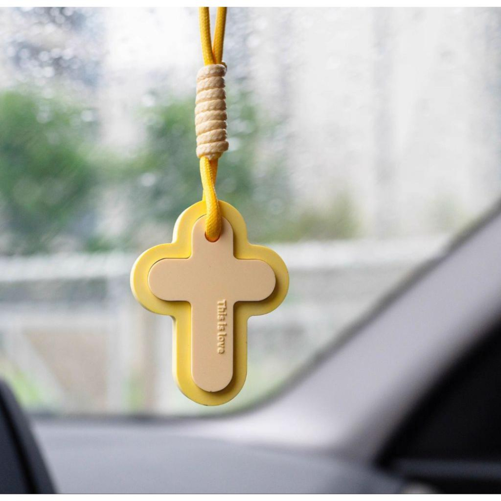 💫初心角落💫石膏香氛車掛 十字架香氛片 香氛掛飾 faithtime 受洗禮物 福音商品-細節圖2