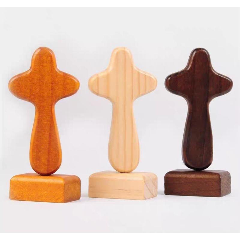 💫初心角落💫松木製作 十字架桌上擺飾 隨身攜帶 禱告適用 基督教  幸褔小組 受洗禮物 褔音商品-細節圖2