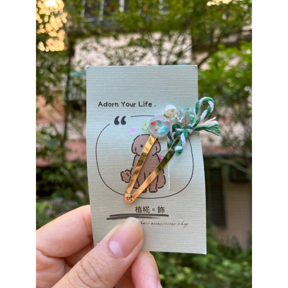 植椛。飾 日本樹脂 手作髮夾 髮飾｜聖誕限定款 綠緞 按扣夾-細節圖2