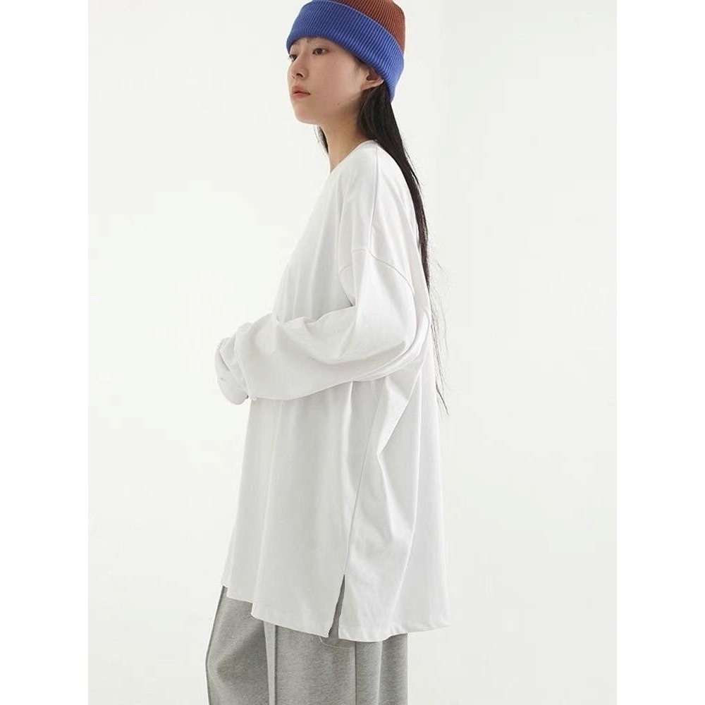 3362素面下擺開衩薄長袖-細節圖3