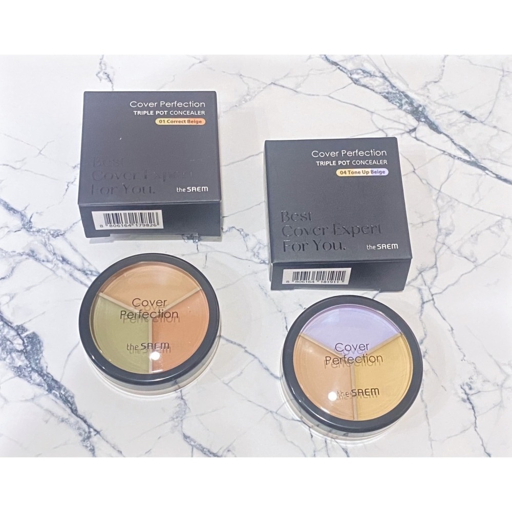 全新未使用 The saem 三色遮瑕膏 遮瑕盤 01.04 最萬用的色號-細節圖2