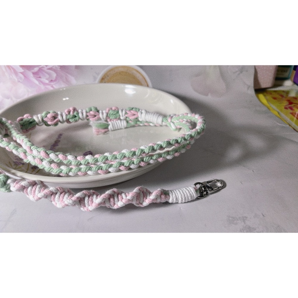 糖果淇～雙花綠粉不規則手機長背帶～可調節-細節圖2