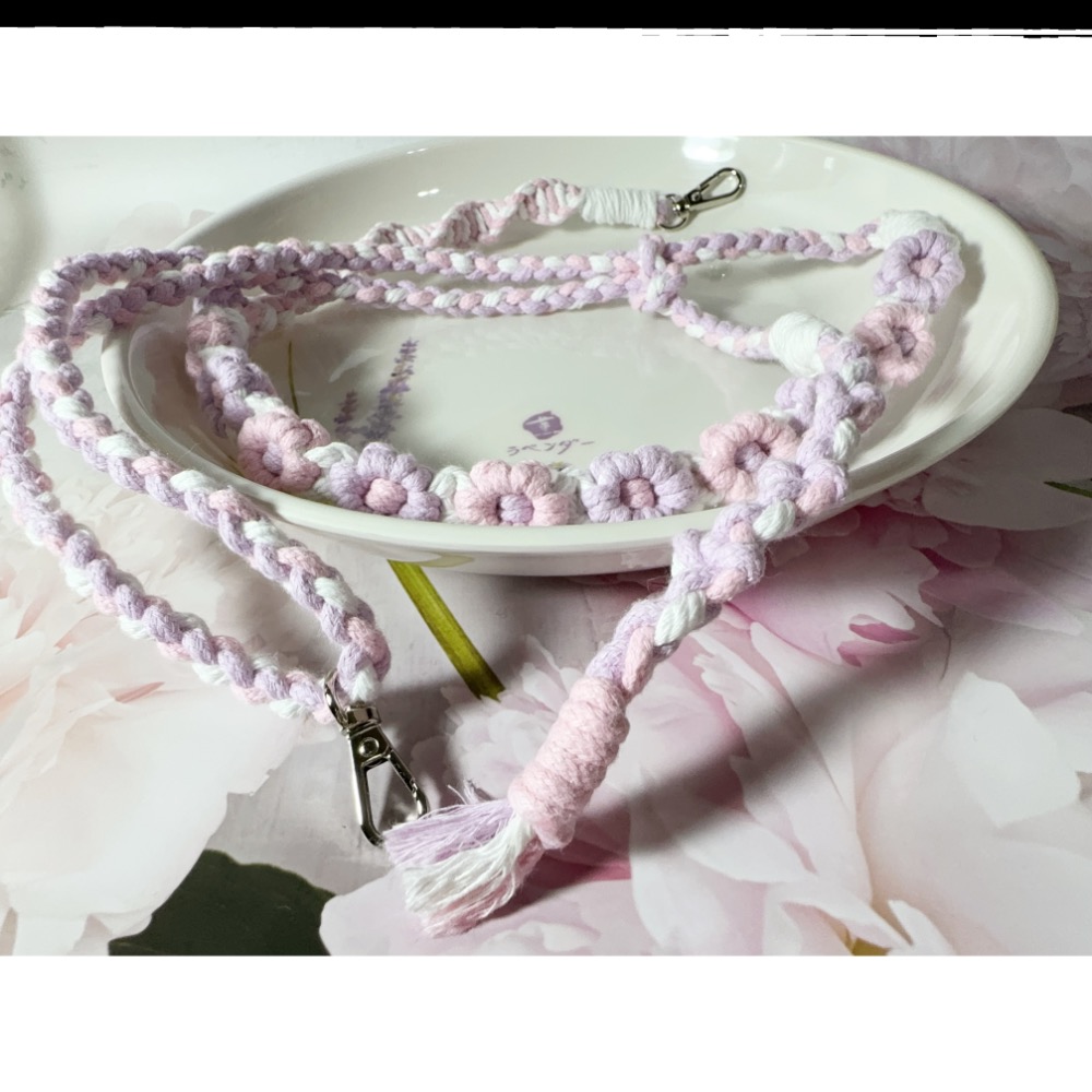 糖果淇～雙花綠粉不規則手機長背帶～可調節-細節圖6