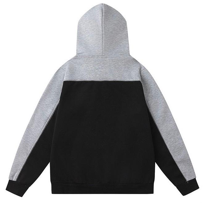 套裝 拼接 絨布 刺繡 英文 字母 連帽 長袖 帽TEE 長褲-細節圖2