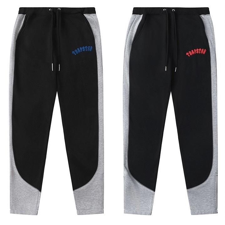 套裝 拼接 絨布 刺繡 英文 字母 連帽 長袖 帽TEE 長褲-細節圖3