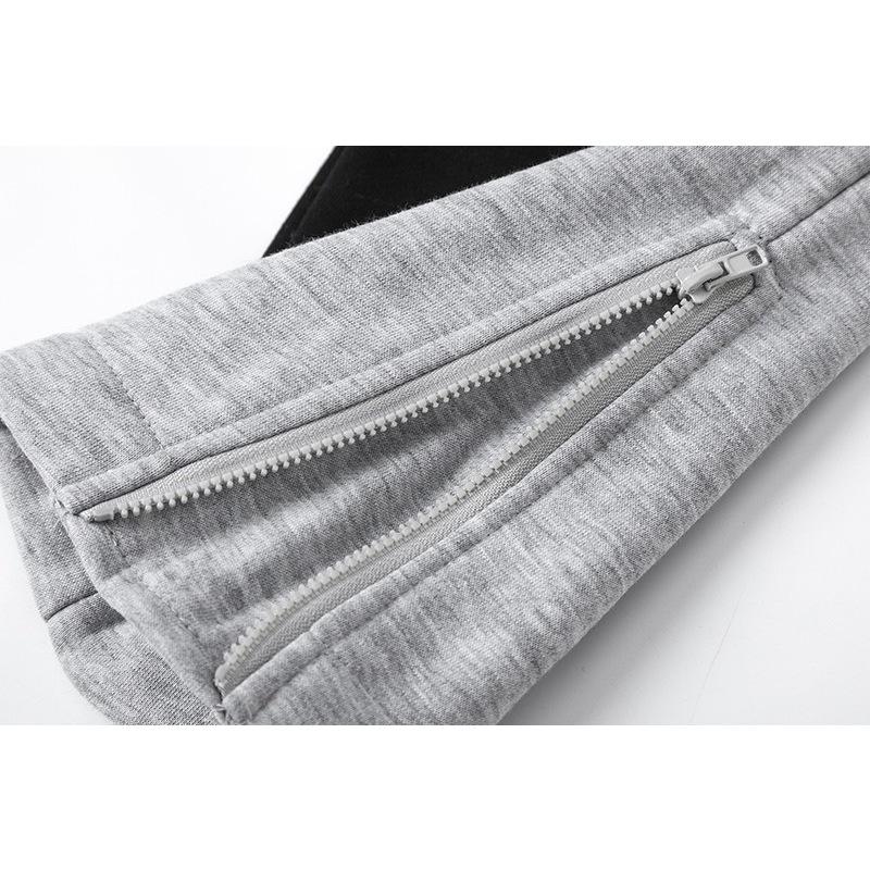 套裝 拼接 絨布 刺繡 英文 字母 連帽 長袖 帽TEE 長褲-細節圖5