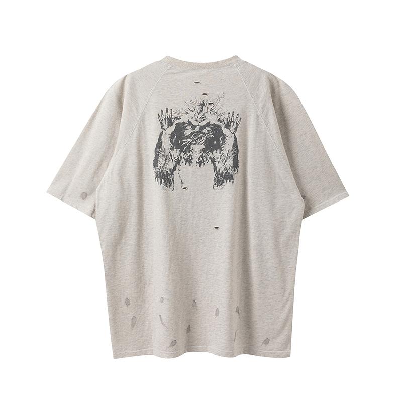 全新商品 復古 水洗 耶穌 塗鴉 破洞 潮流 上衣 T-SHIRT 短袖 TEE-細節圖2