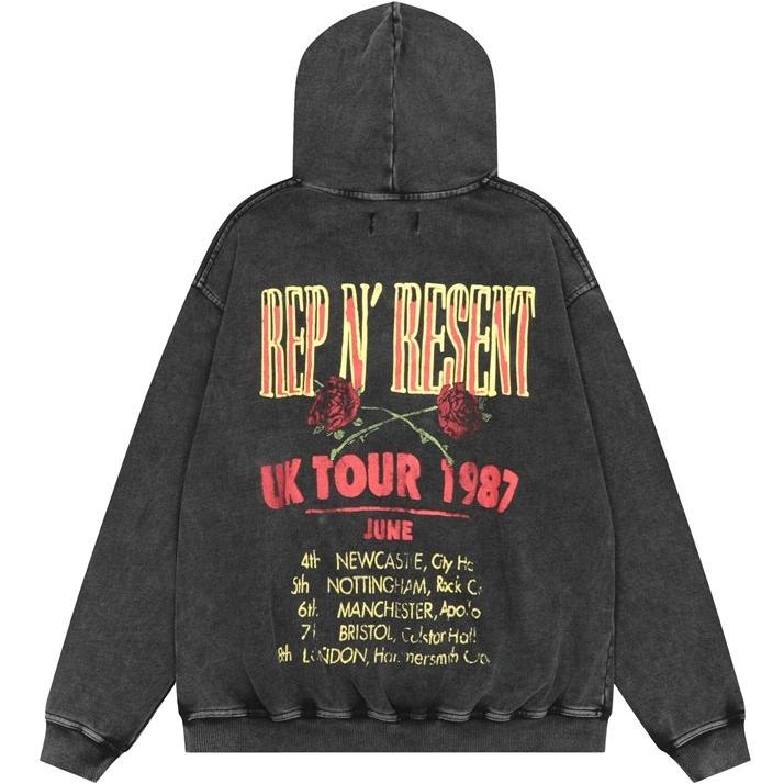 SWEATSHIRT HOODIE 骷髏 玫瑰花 represent 連帽 長袖 帽TEE-細節圖3
