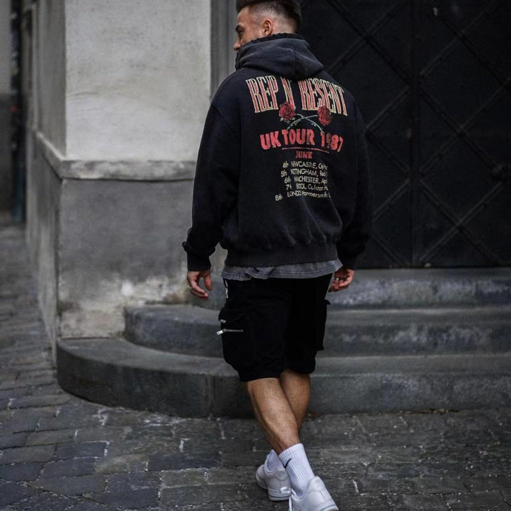 SWEATSHIRT HOODIE 骷髏 玫瑰花 represent 連帽 長袖 帽TEE-細節圖6