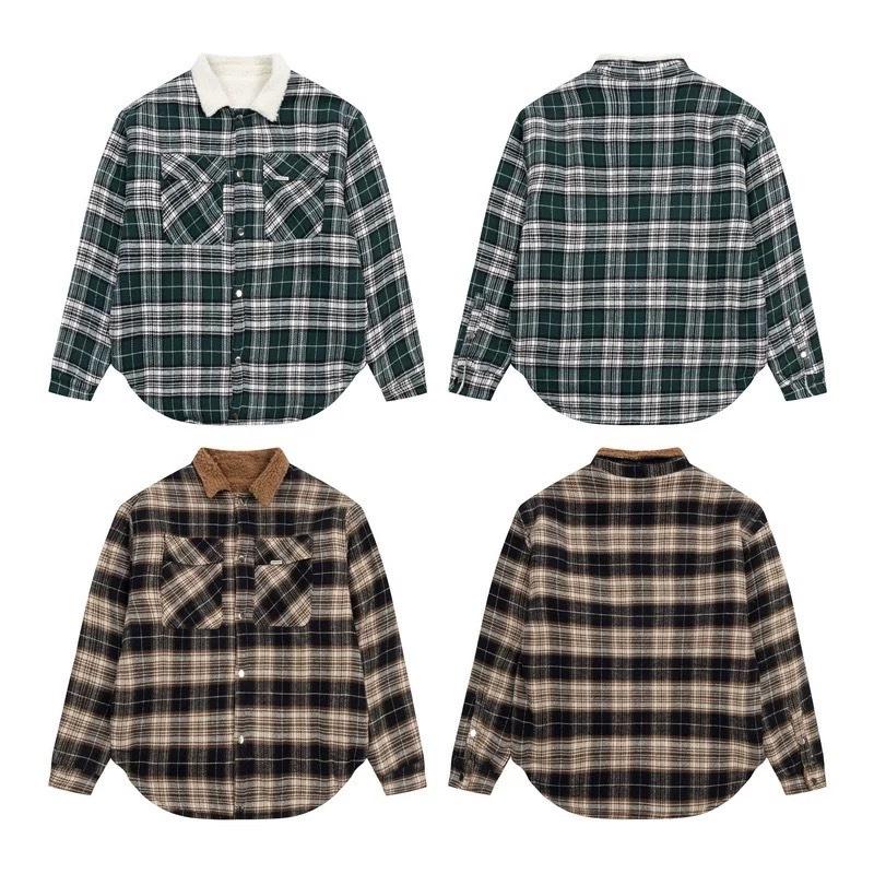 復古 格紋 JACKET 法蘭絨 羊毛絨 潮流 時尚 外套-細節圖4