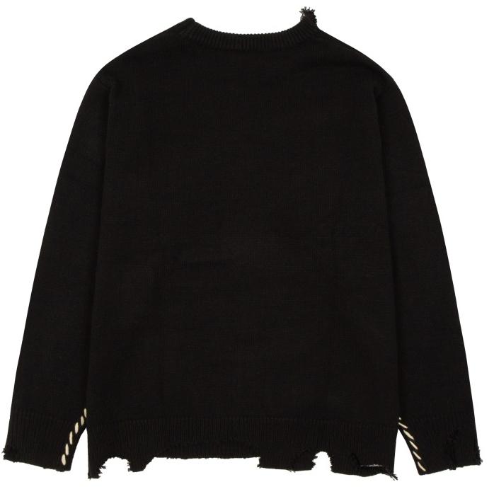 KNIT SWEATER SIN 字母 破壞 針織衫 毛衣-細節圖2