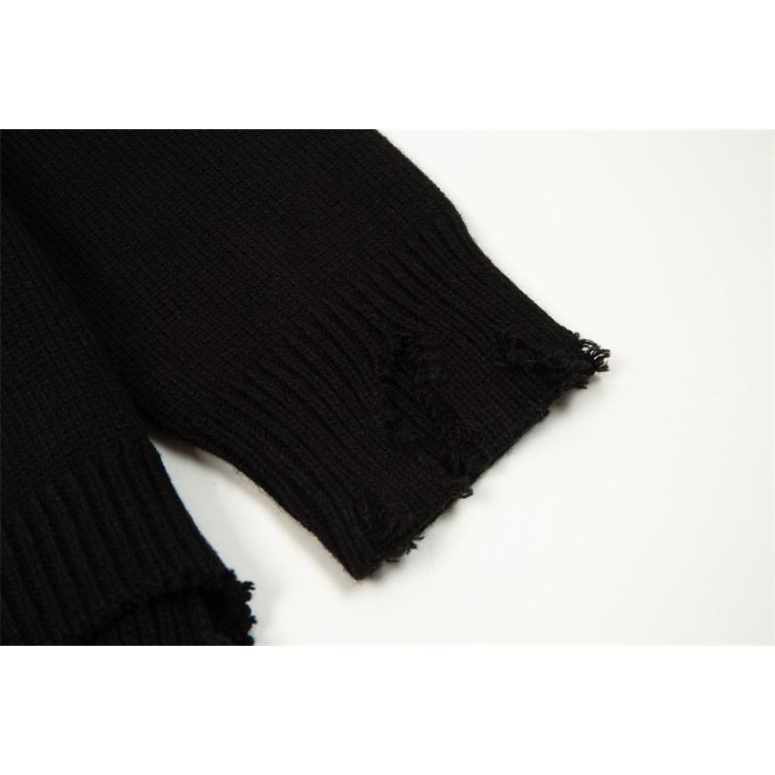 KNIT SWEATER SIN 字母 破壞 針織衫 毛衣-細節圖3