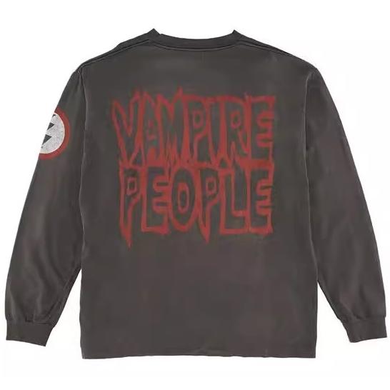 復古 水洗 字母 VAMPIRE PEOPLE LONG SLEEVE 潮流 上衣 長袖 TEE-細節圖2