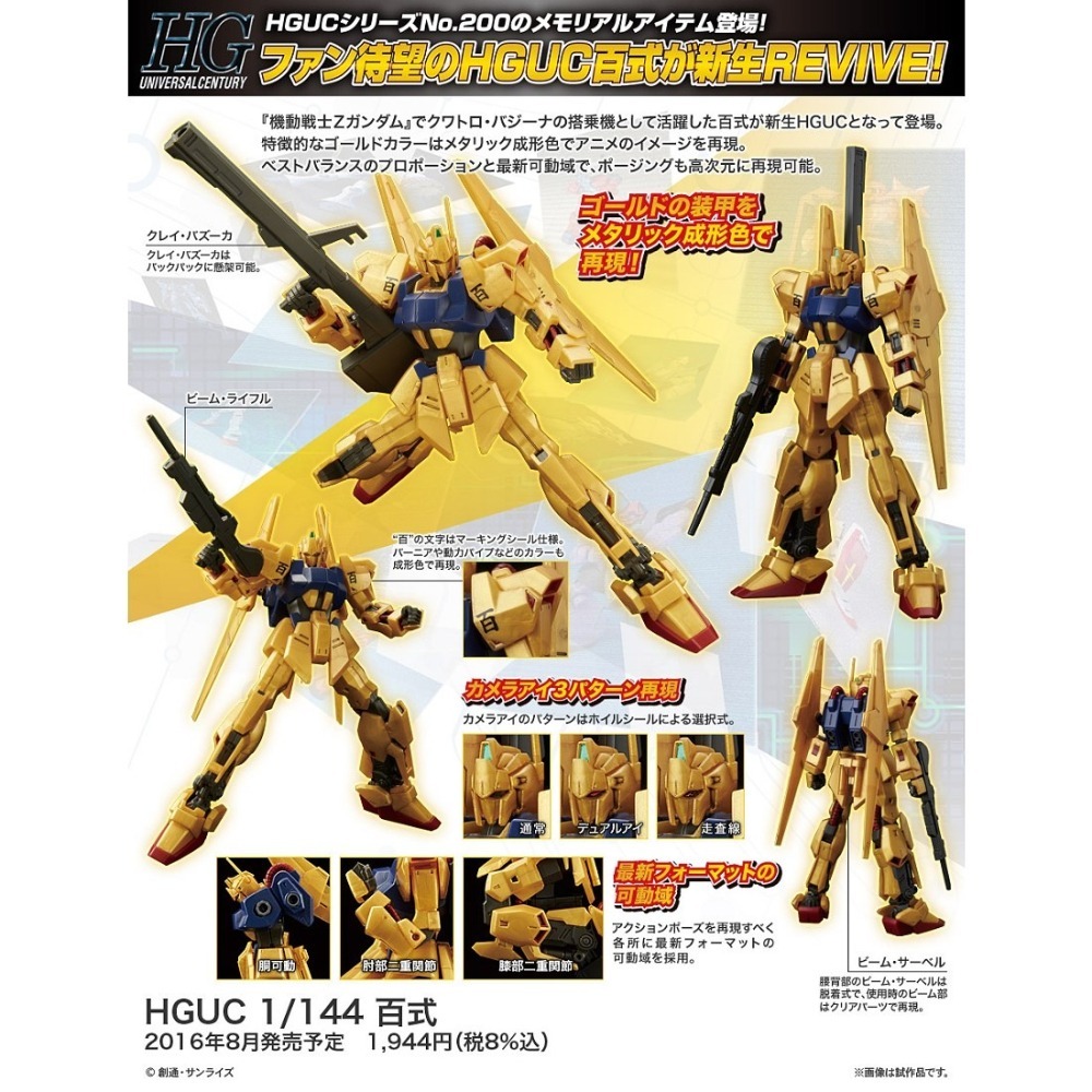 全新現貨 HGUC 1/144 #200 MSN-00100 百式 新生式樣-細節圖6