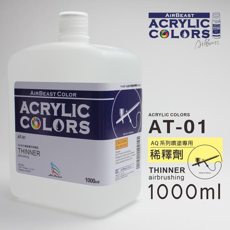 AirBeast Color AQ水性壓克力系列 噴塗專用稀釋劑 1000ml/350ml AT-01-規格圖2