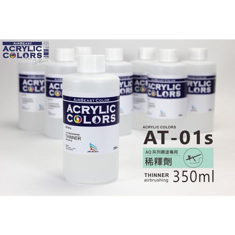 AirBeast Color AQ水性壓克力系列 噴塗專用稀釋劑 1000ml/350ml AT-01-規格圖2