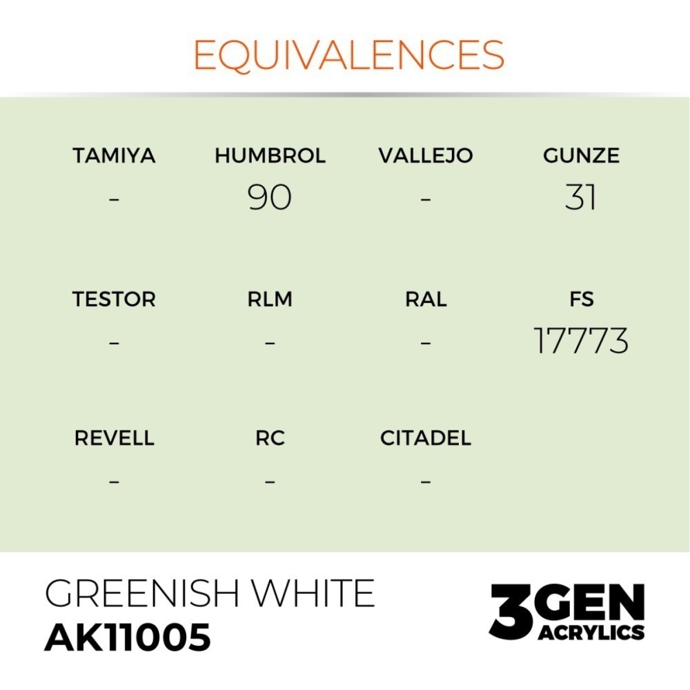 西班牙 AK 3GEN 第三代水性壓克力顏料 綠白色 GREENISH WHITE AK11005 橘標-細節圖4
