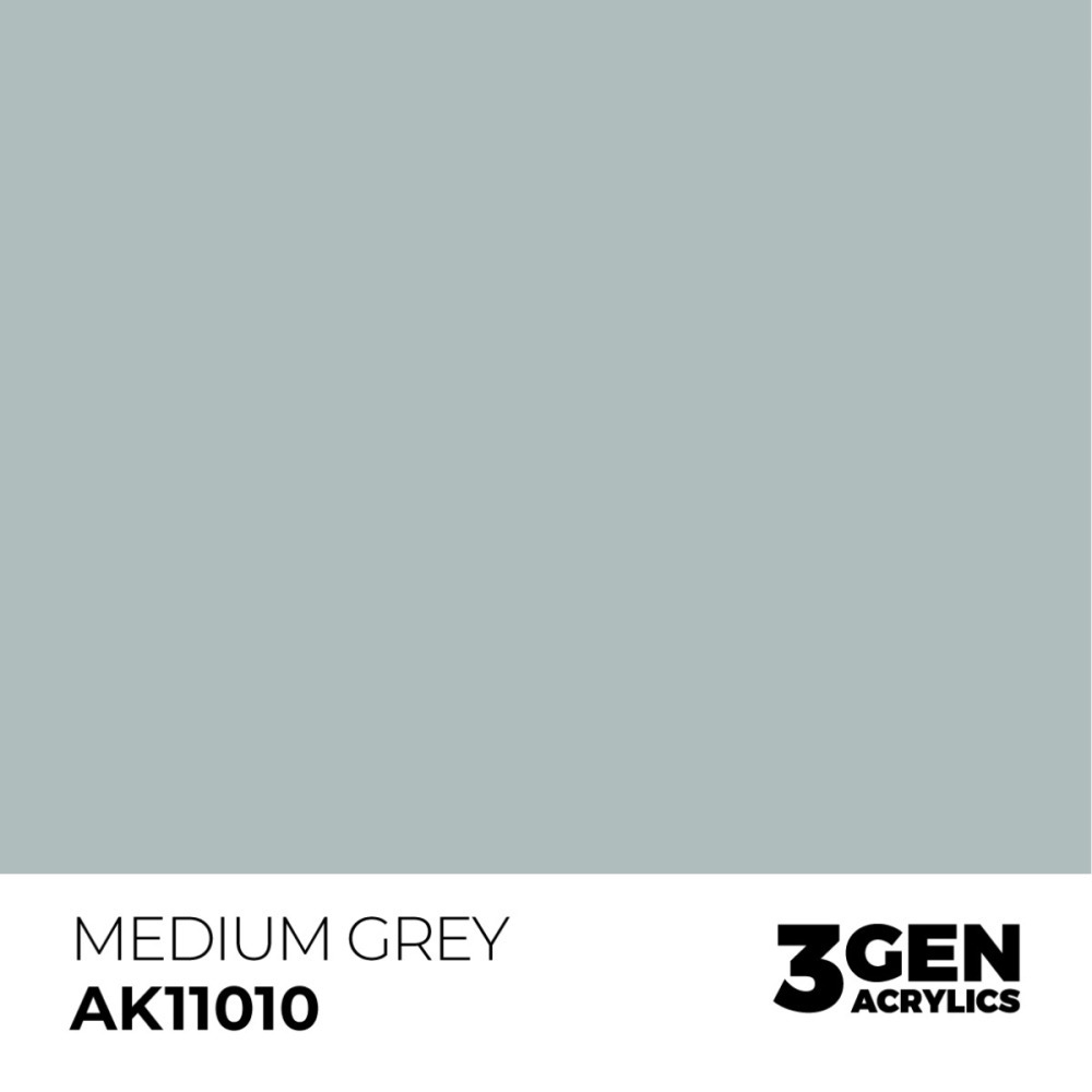 西班牙 AK 3GEN 第三代水性壓克力顏料 中階灰色 MEDIUM GREY AK11010 橘標-細節圖3