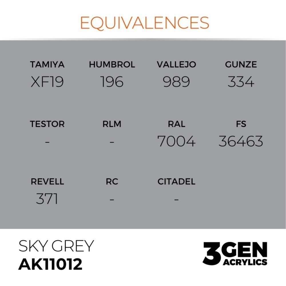 西班牙 AK 3GEN 第三代水性壓克力顏料 天空灰色 SKY GREY (FS 36463) AK11012 橘標-細節圖4