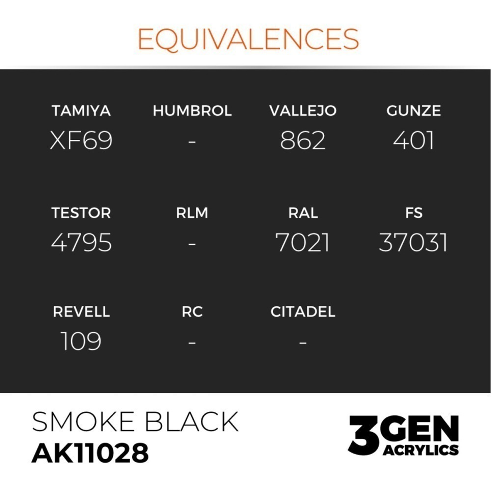 西班牙 AK 3GEN 第三代水性壓克力顏料 煙黑色 SMOKE BLACK AK11028 橘標-細節圖4