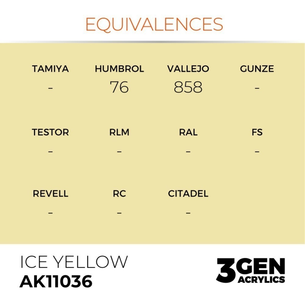 西班牙 AK 3GEN 第三代水性壓克力顏料 冰黃色 ICE YELLOW AK11036 STANDARD 橘標-細節圖4