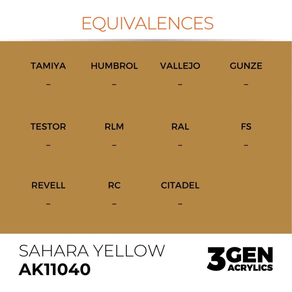 西班牙 AK 3GEN 第三代水性壓克力顏料 撒哈拉黃色 SAHARA YELLOW AK11040 橘標-細節圖4