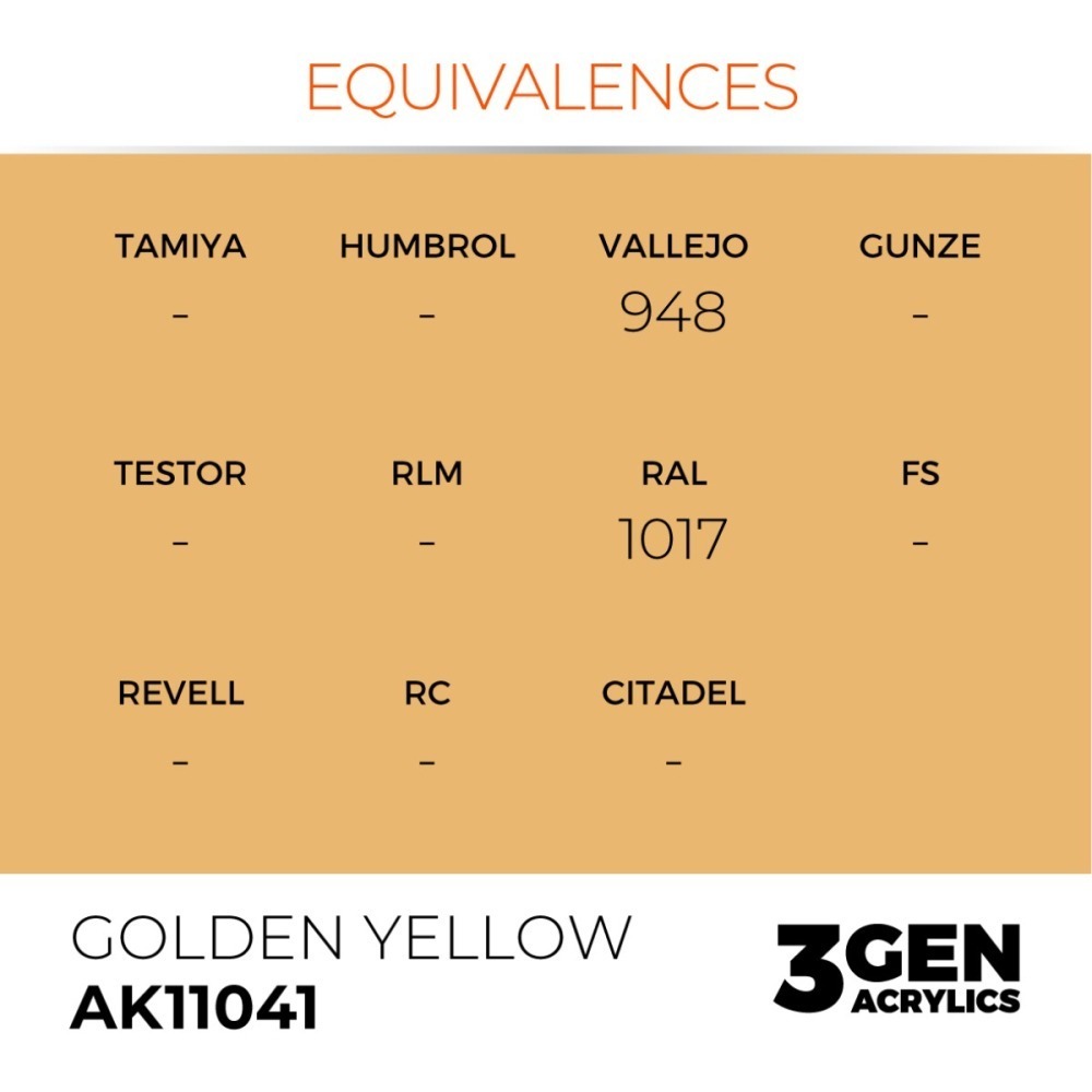 西班牙 AK 3GEN 第三代水性壓克力顏料 金黃色 GOLDEN YELLOW AK11041 橘標-細節圖4