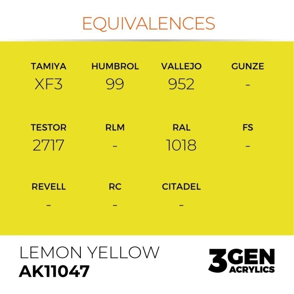 西班牙 AK 3GEN 第三代水性壓克力顏料 檸檬黃色 LEMON YELLOW AK11047 橘標-細節圖4