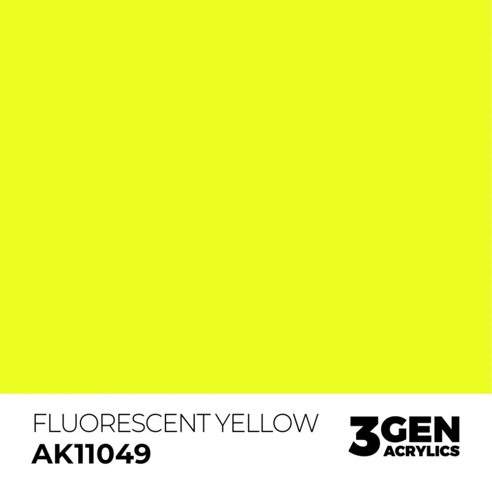 西班牙 AK 3GEN 第三代水性壓克力顏料 螢光黃色 FLUORESCENT YELLOW AK11049 橘標-細節圖3