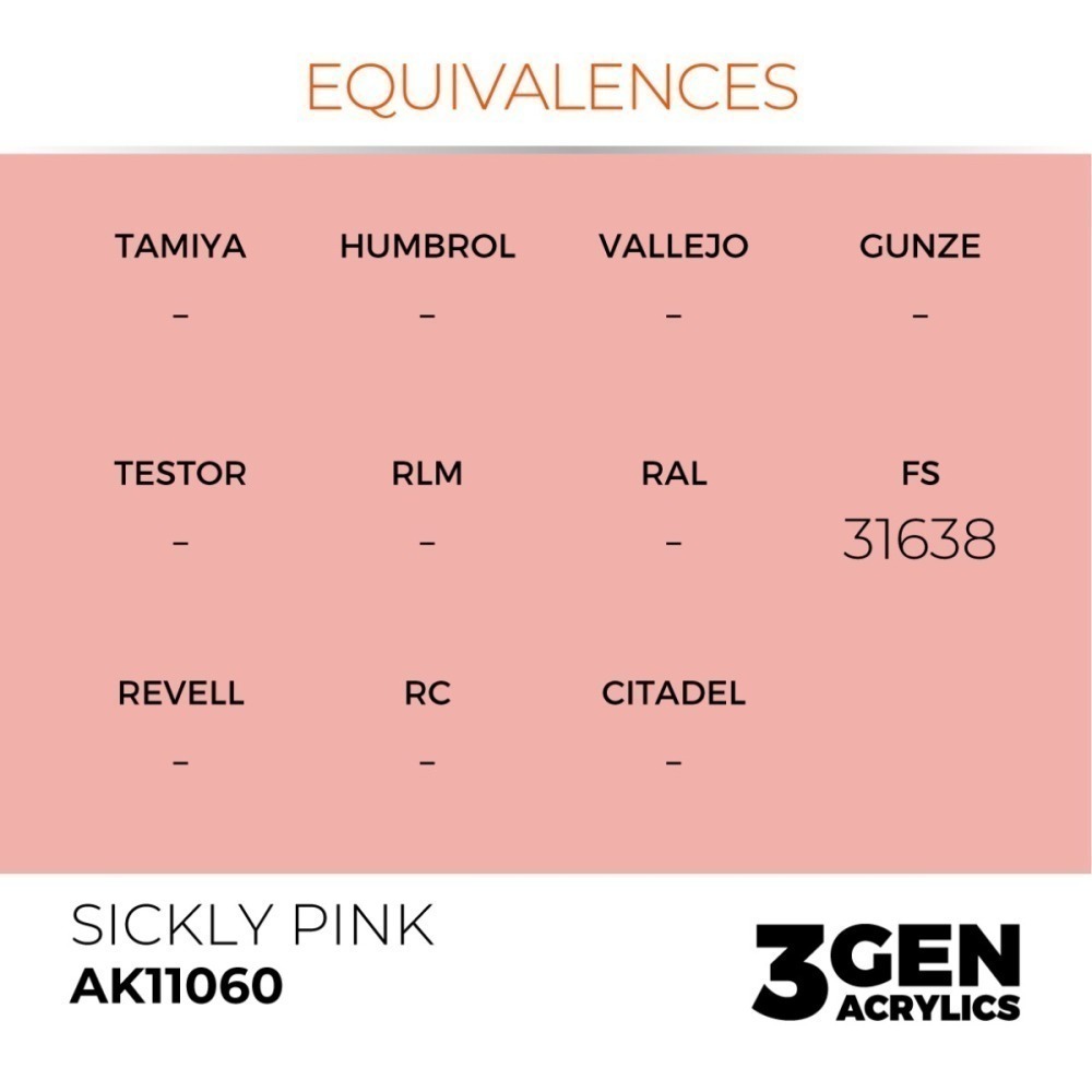 西班牙 AK 3GEN 第三代水性壓克力顏料 病態粉色 SICKLY PINK AK11060 橘標-細節圖4