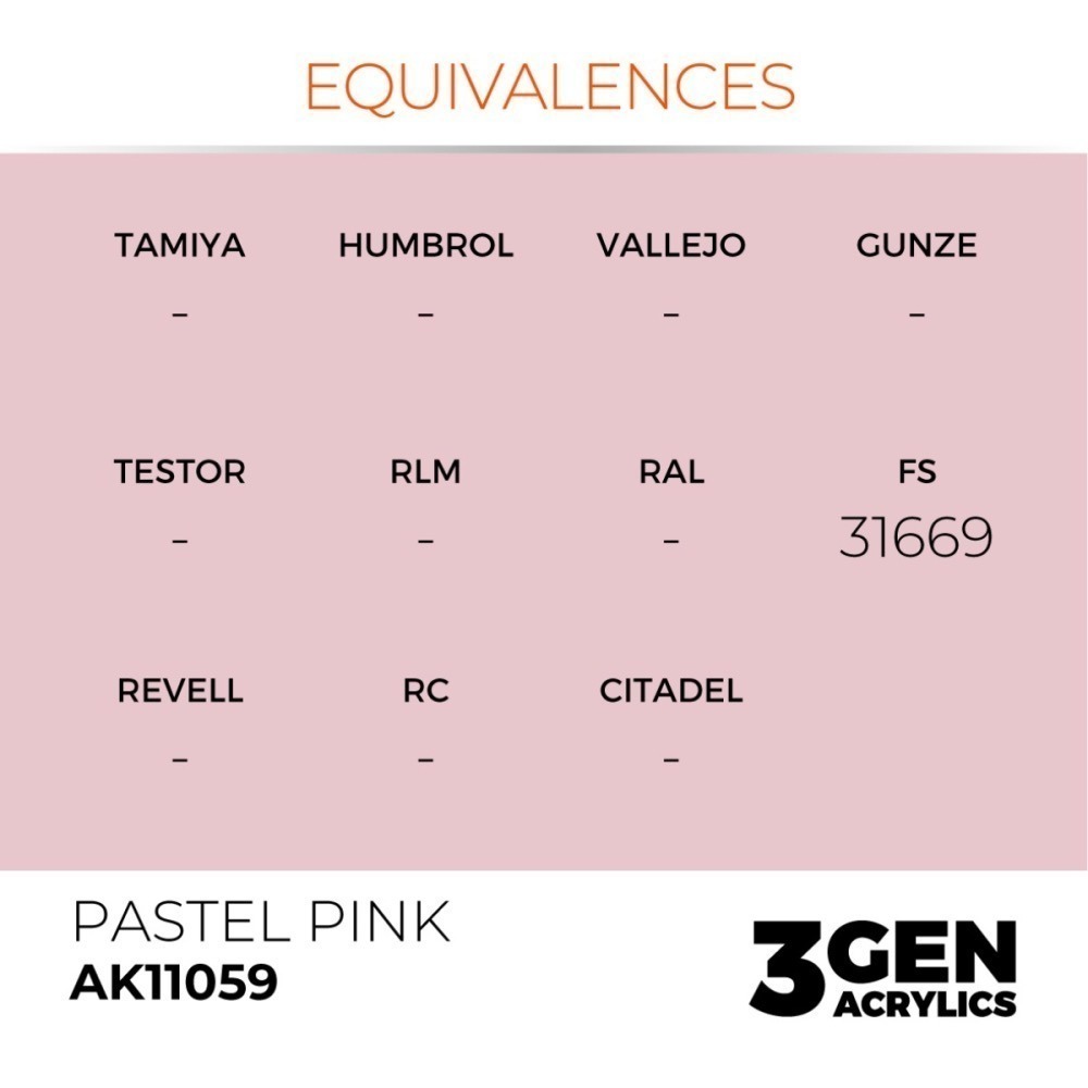 西班牙 AK 3GEN 第三代水性壓克力顏料 粉紅色 PASTEL PINK AK11059 PASTEL 藍標-細節圖4