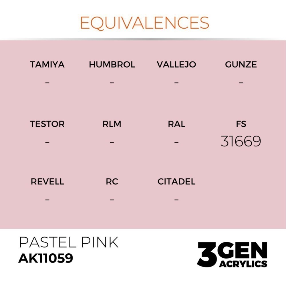 西班牙 AK 3GEN 第三代水性壓克力顏料 粉紅色 PASTEL PINK AK11059 PASTEL 藍標-細節圖4