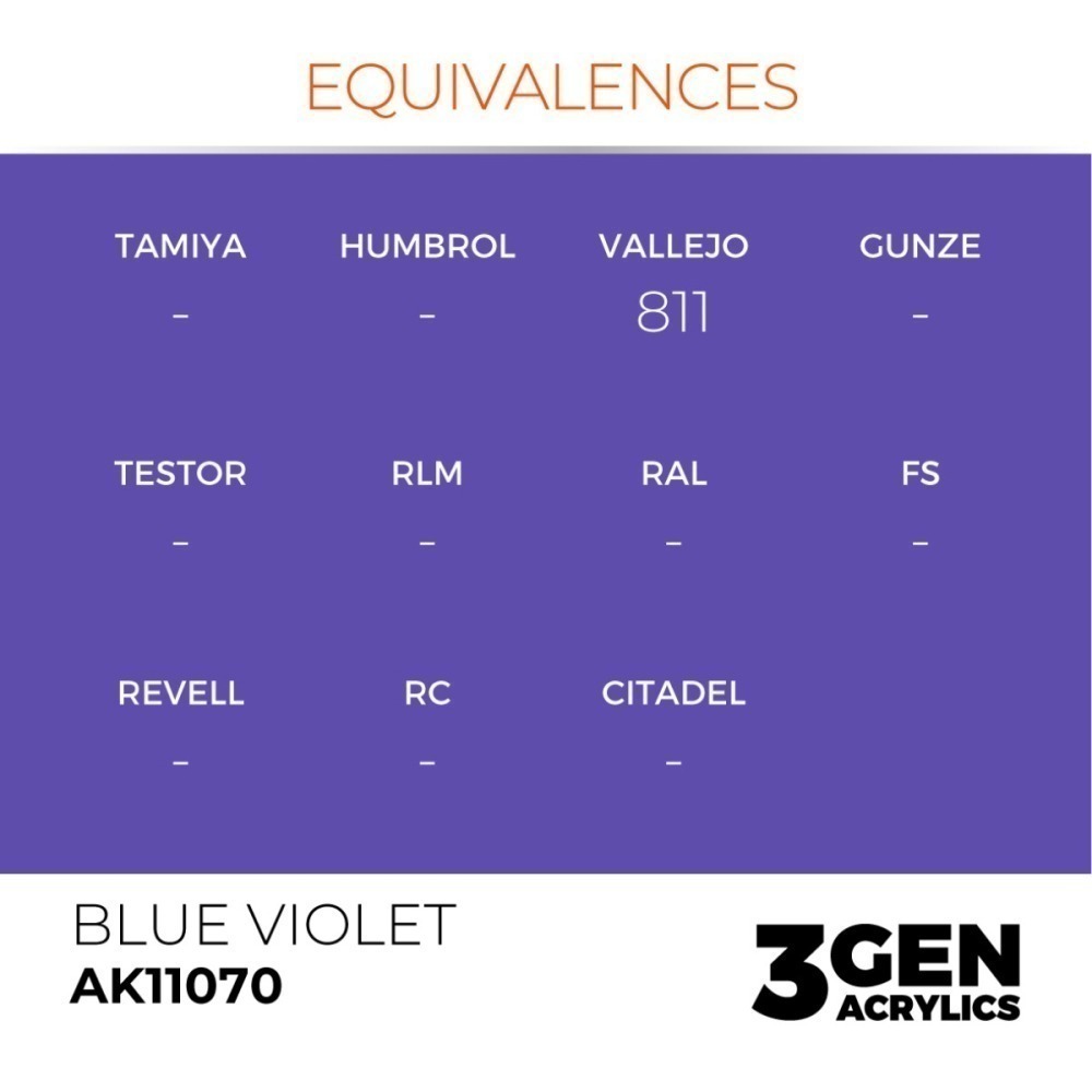 西班牙 AK 3GEN 第三代水性壓克力顏料 偏藍紫羅蘭色 BLUE VIOLET AK11070 橘標-細節圖4
