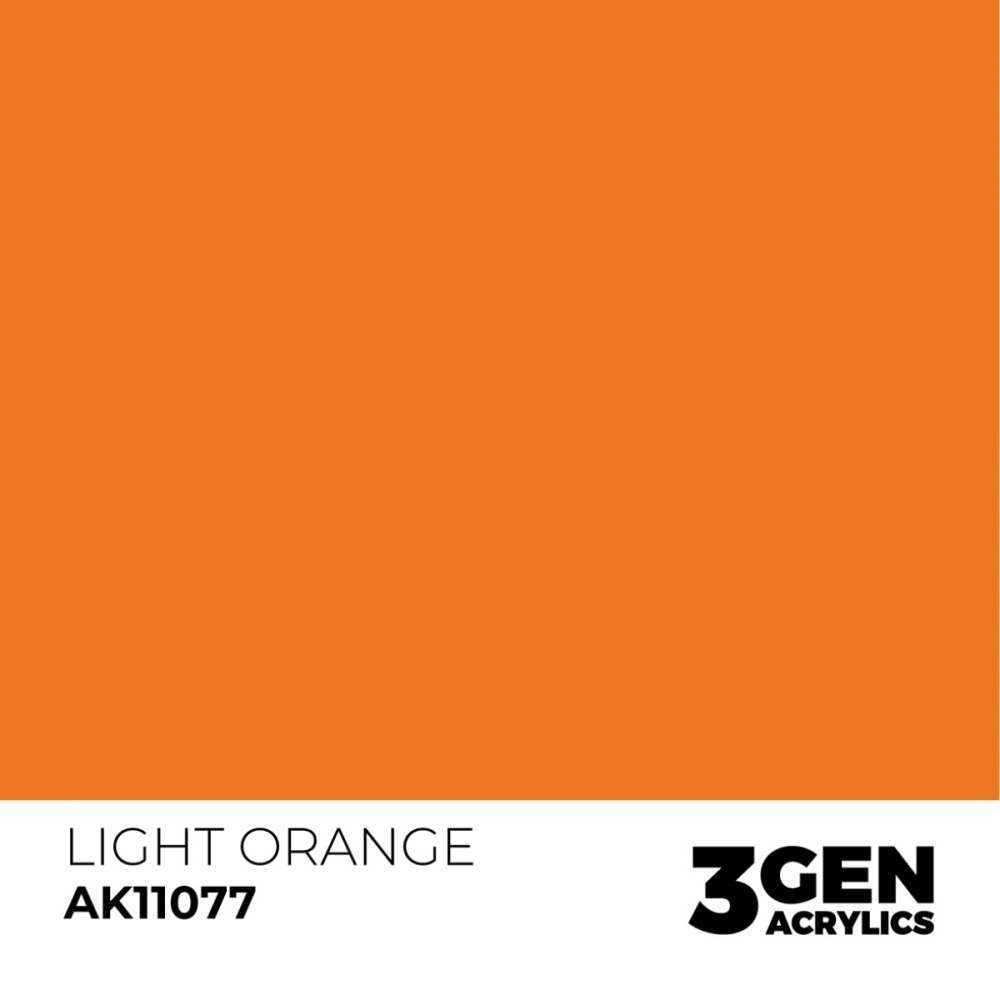 西班牙 AK 3GEN 第三代水性壓克力顏料 亮橘色 LIGHT ORANGE AK11077 橘標-細節圖3