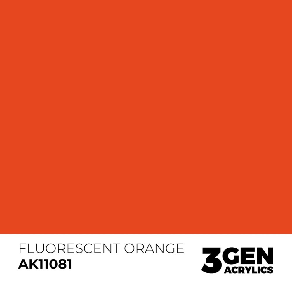 西班牙 AK 3GEN 第三代水性壓克力顏料 螢光橘色 FLUORESCENT ORANGE AK11081 橘標-細節圖3