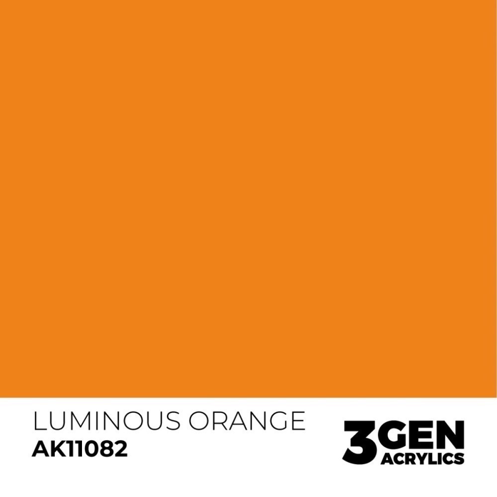 西班牙 AK 3GEN 第三代水性壓克力顏料 發光橘色 螢光色 LUMINOUS ORANGE AK11082 橘標-細節圖3