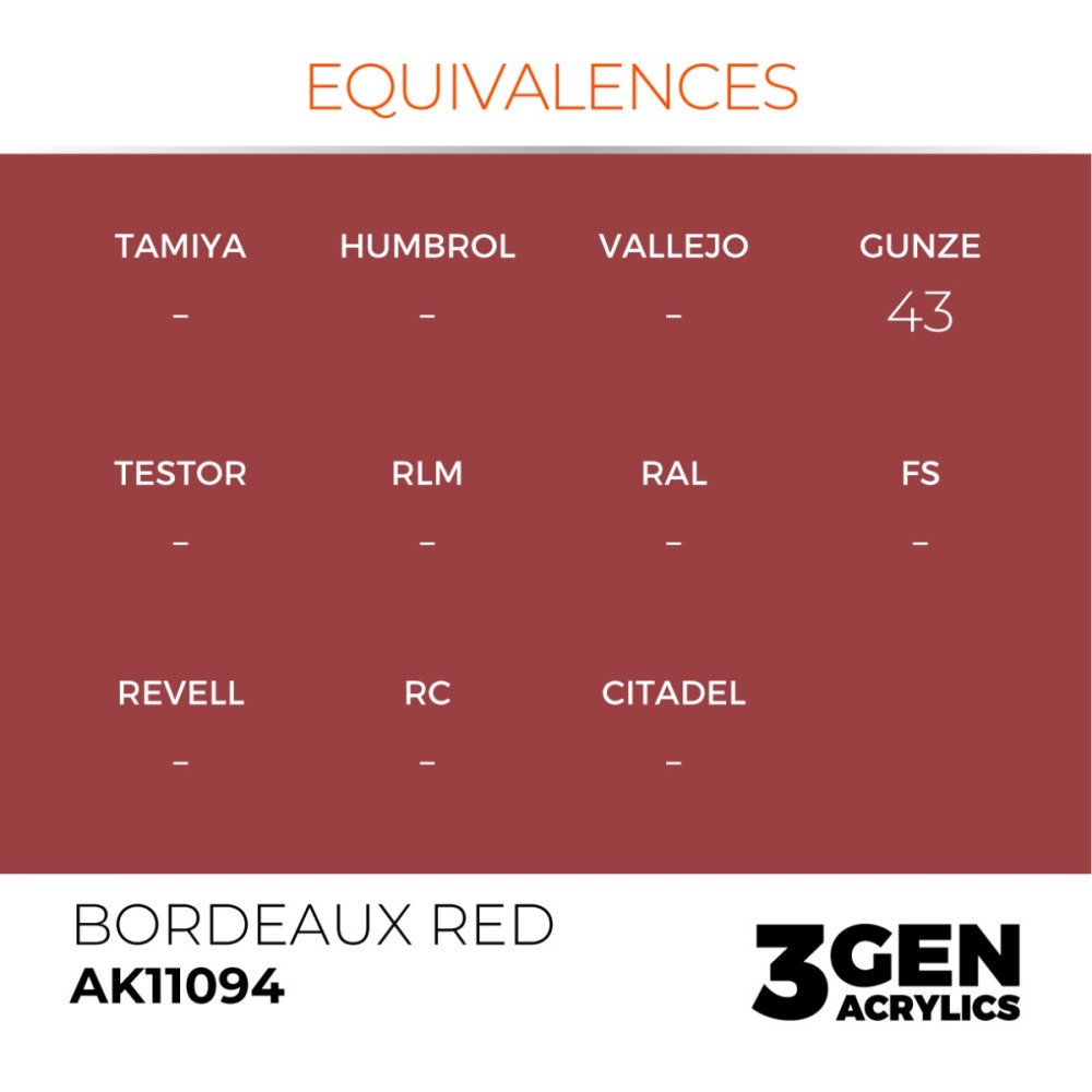 西班牙 AK 3GEN 第三代水性壓克力顏料 波爾多紅色 BORDEAUX RED AK11094 橘標-細節圖4