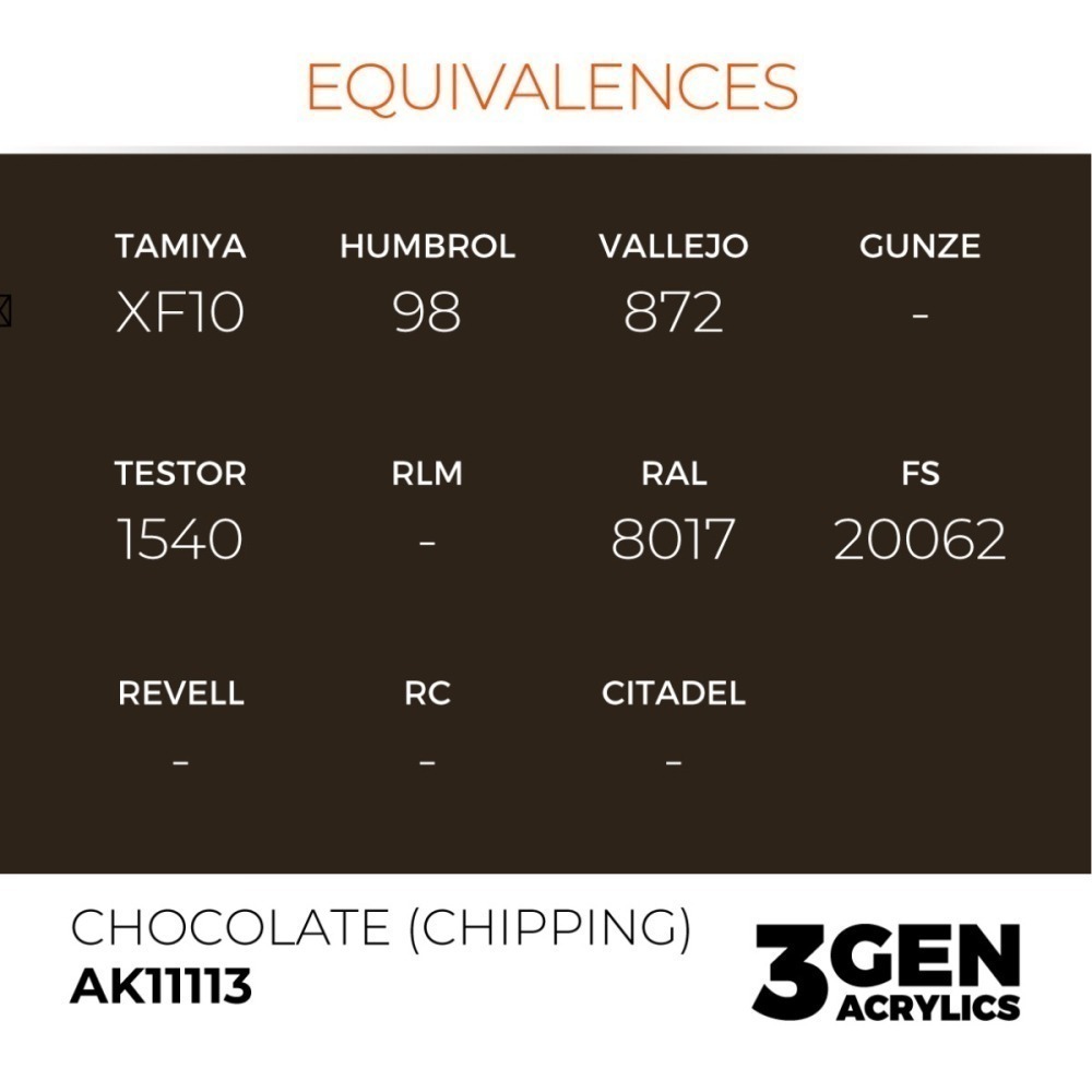 西班牙 AK 3GEN 第三代水性壓克力顏料 巧克力(斑駁)色 CHOCOLATE (CHIPPING) AK11113-細節圖3