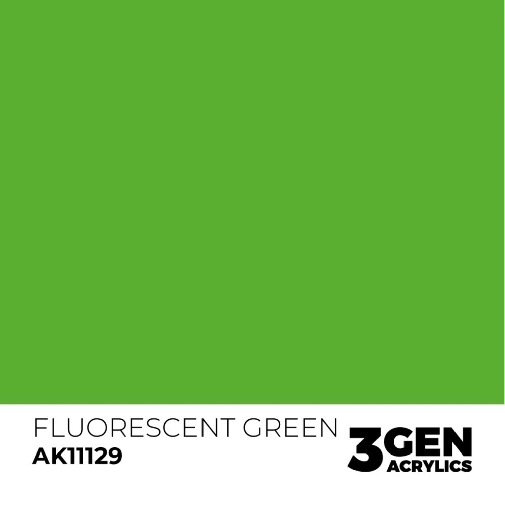 西班牙 AK 3GEN 第三代水性壓克力顏料 螢光綠色 FLUORESCENT GREEN AK11129 橘標-細節圖3