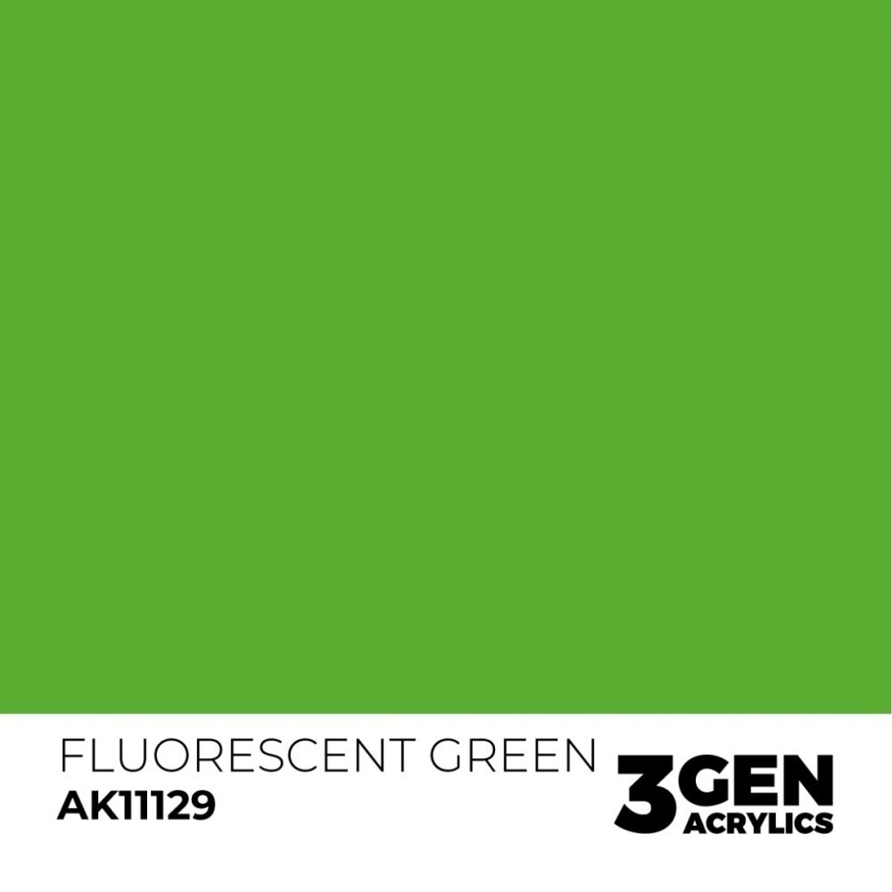 西班牙 AK 3GEN 第三代水性壓克力顏料 螢光綠色 FLUORESCENT GREEN AK11129 橘標-細節圖3