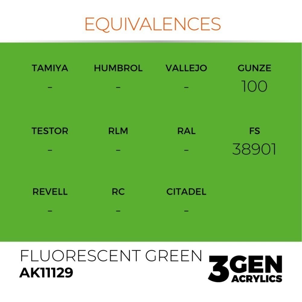 西班牙 AK 3GEN 第三代水性壓克力顏料 螢光綠色 FLUORESCENT GREEN AK11129 橘標-細節圖4