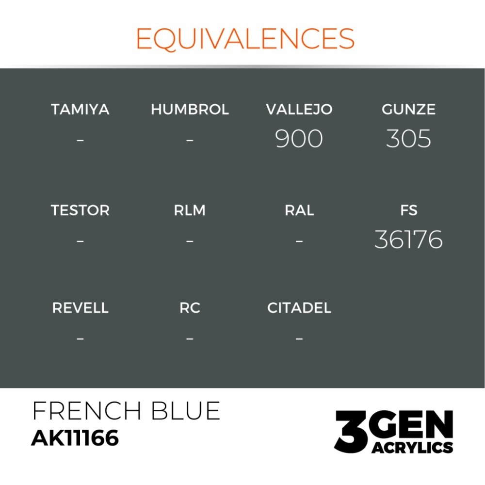 西班牙 AK 3GEN 第三代水性壓克力顏料 法蘭西藍色 FRENCH BLUE AK11166 橘標-細節圖4