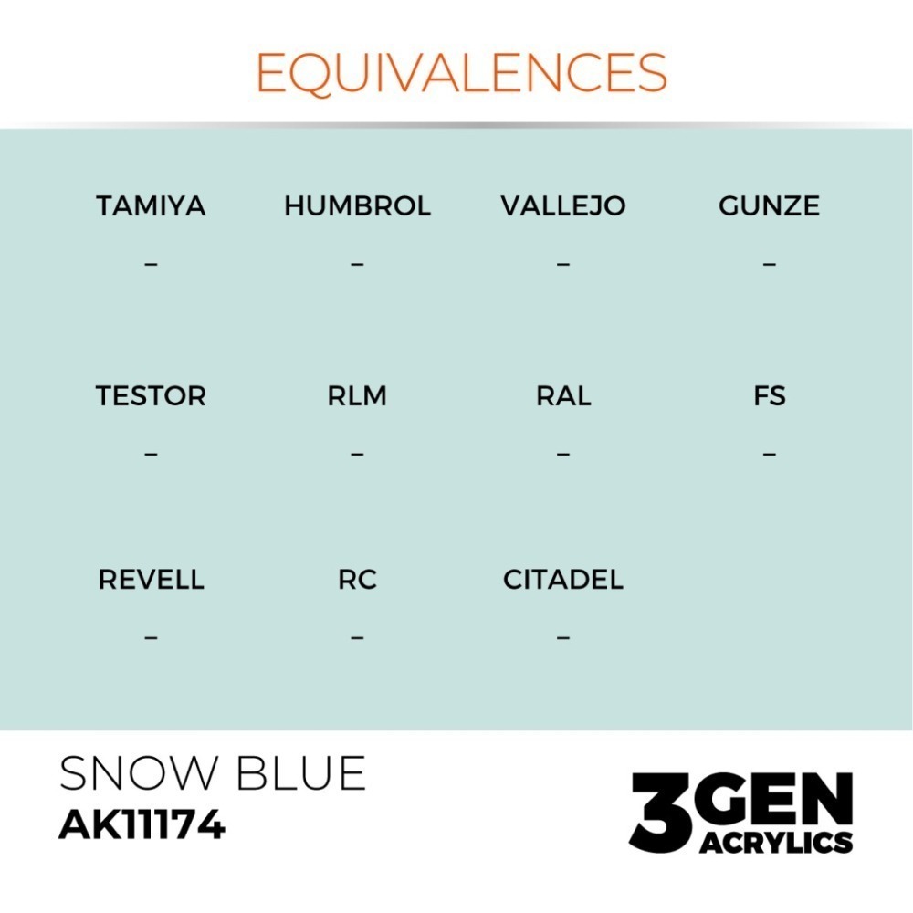 西班牙 AK 3GEN 第三代水性壓克力顏料 冰雪藍色 SNOW BLUE AK11174 橘標-細節圖4