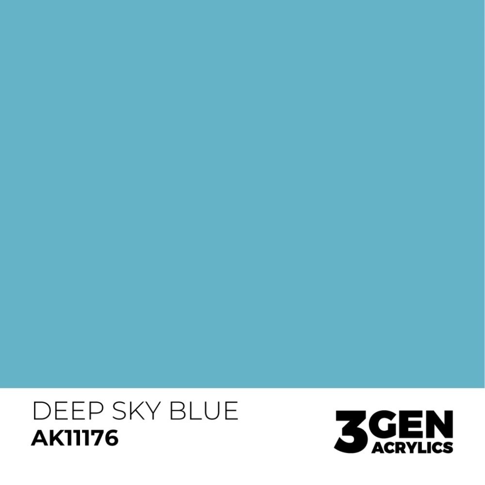 西班牙 AK 3GEN 第三代水性壓克力顏料 深天藍色 DEEP SKY BLUE AK11176 橘標-細節圖3