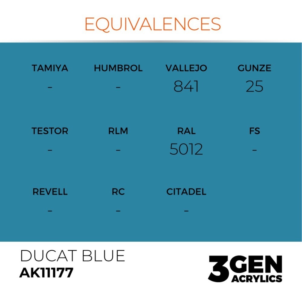 西班牙 AK 3GEN 第三代水性壓克力顏料 達克特藍色 DUCAT BLUE AK11177 橘標-細節圖4