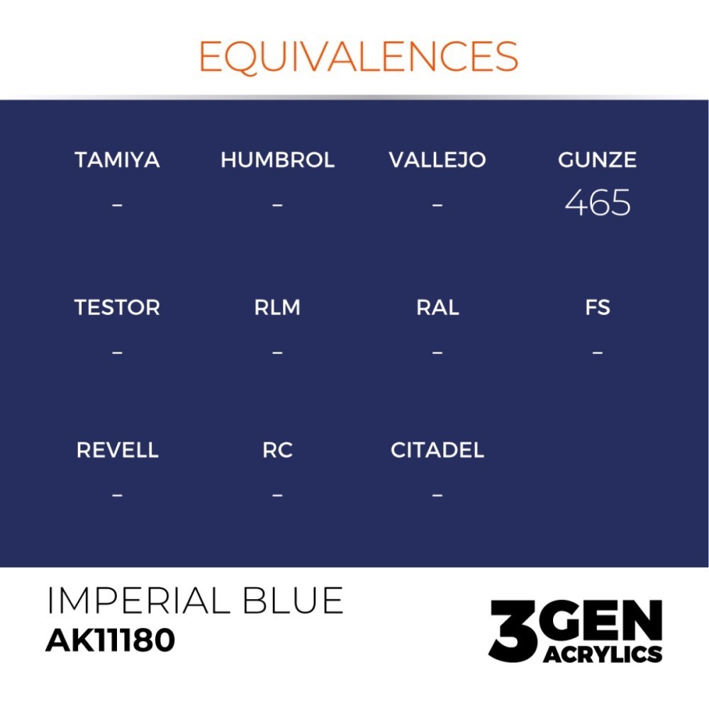 西班牙 AK 3GEN 第三代水性壓克力顏料 帝國藍色 IMPERIAL BLUE AK11180 橘標-細節圖4