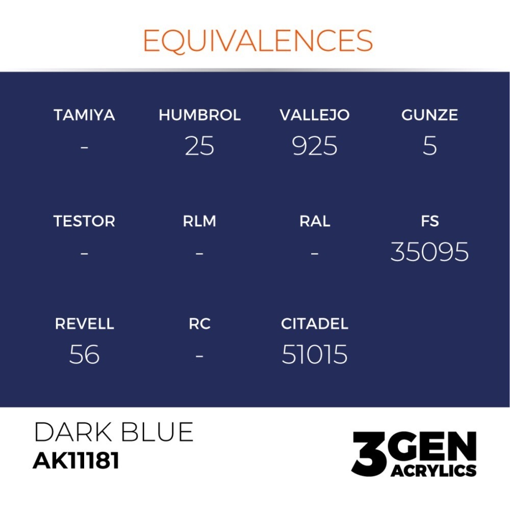 西班牙 AK 3GEN 第三代水性壓克力顏料 暗藍色 DARK BLUE AK11181 橘標-細節圖4